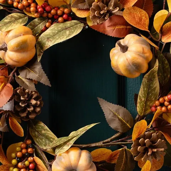 Artificial Pumpkin Wreath - Multicolor