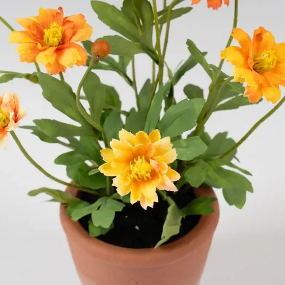 Artificial Pyrethrum Daisy Plant - Orange, Terracotta