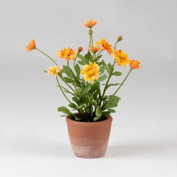 Artificial Pyrethrum Daisy Plant - Orange, Terracotta