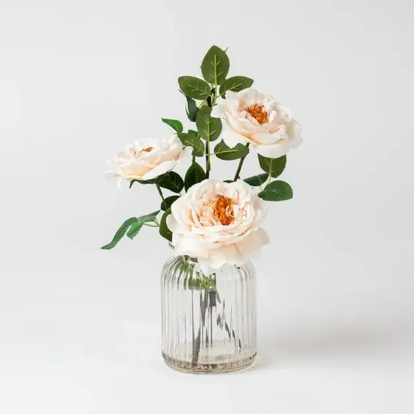 Artificial Rose Arrangement - Blush Pink, Glass