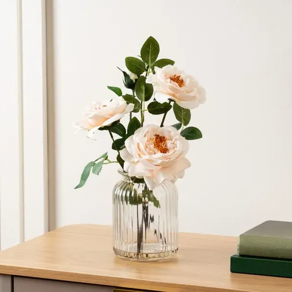 Artificial Rose Arrangement - Blush Pink, Glass image