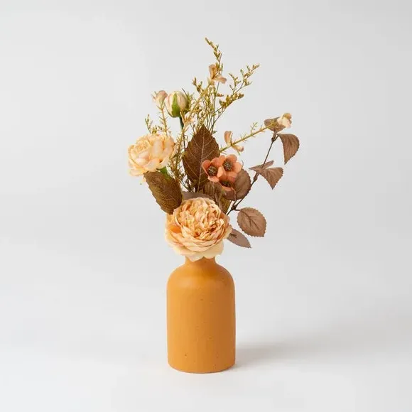 Artificial Rose Arrangement - Peach, Ceramic