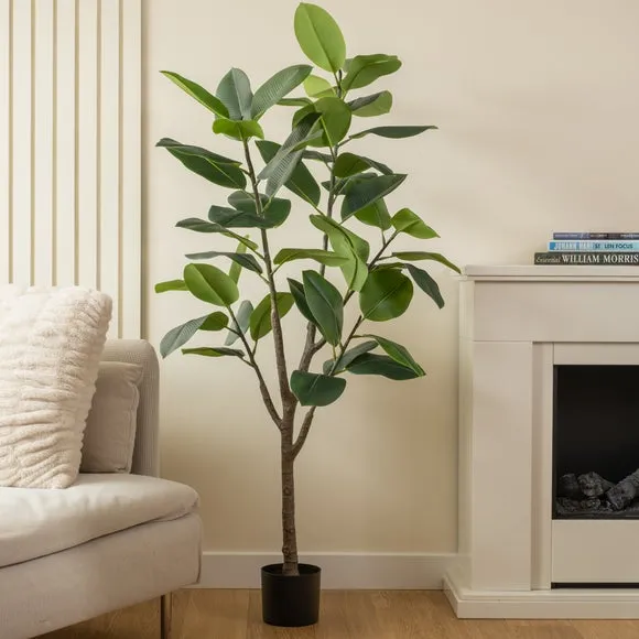 Artificial Rubber Tree with Pot - Green image