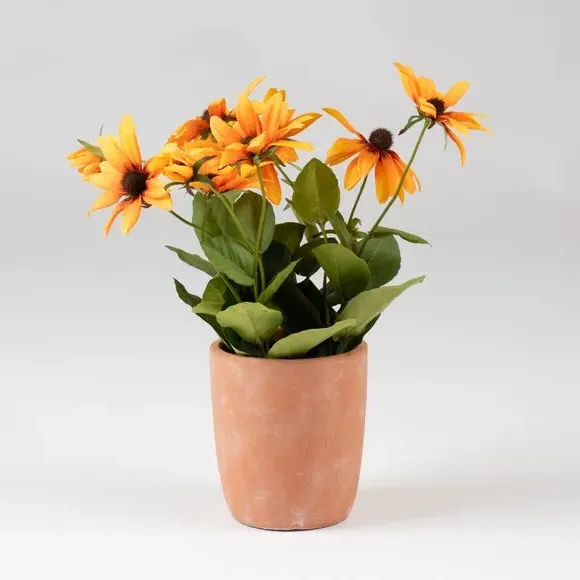 Artificial Rudbeckia Plant - Orange, Terracotta