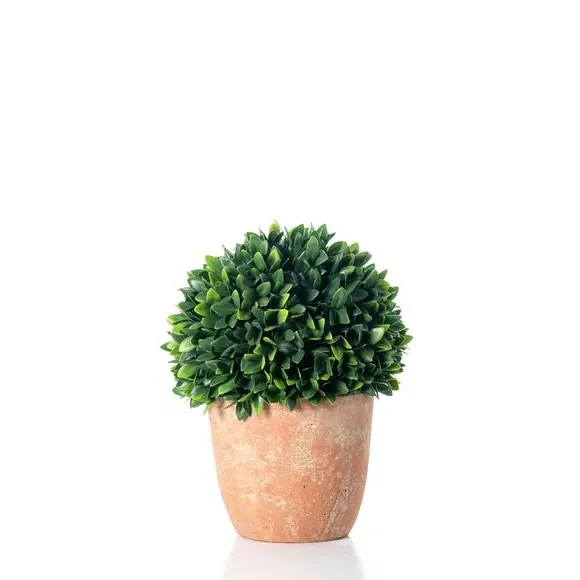 Artificial Topiary Ball with Pot - Green, Terracotta