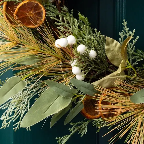 Artificial Wreath with Orange Slices - Green