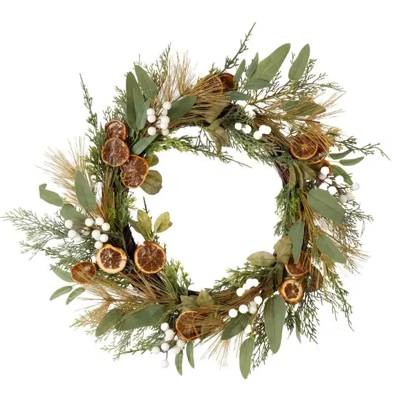 Artificial Wreath with Orange Slices - Green