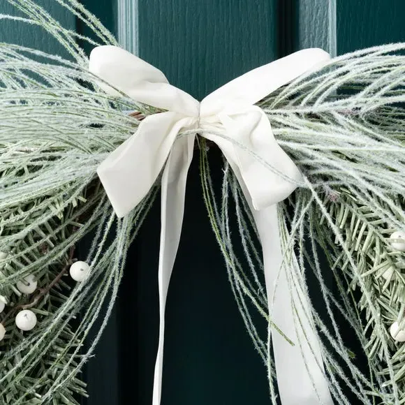 Artificial Wreath with Velvet Bow - Green