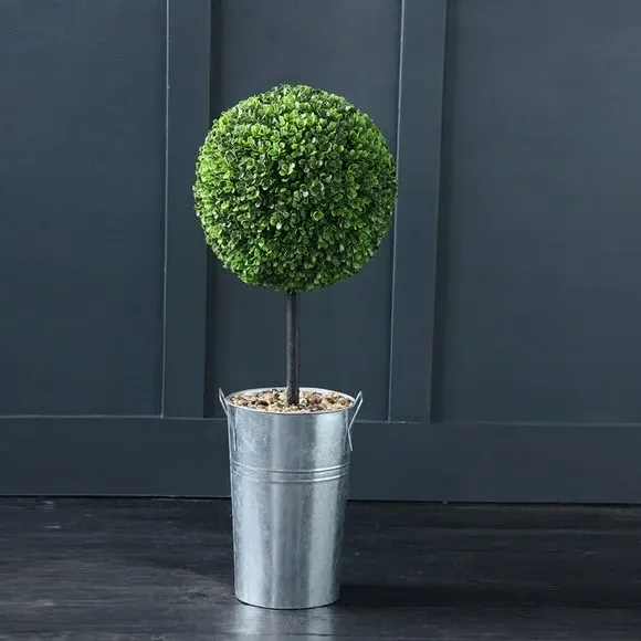 Ball Boxwood Topiary with Metal Pot - Green image