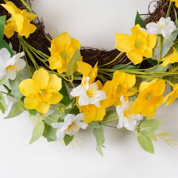 Daffodil Wreath Artificial - Yellow, Fabric