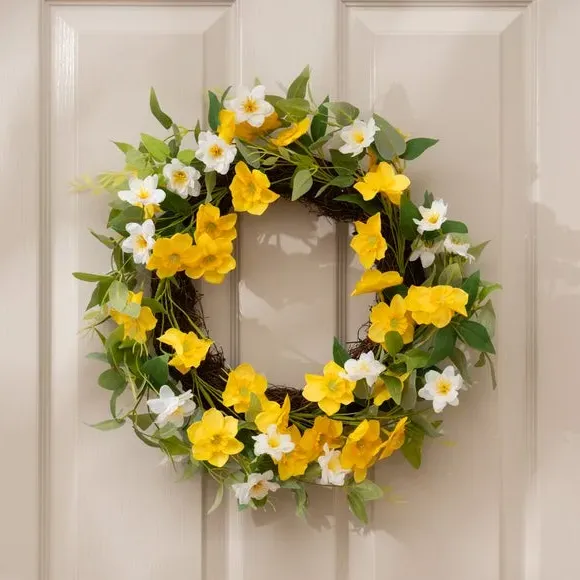 Daffodil Wreath Artificial - Yellow, Fabric image