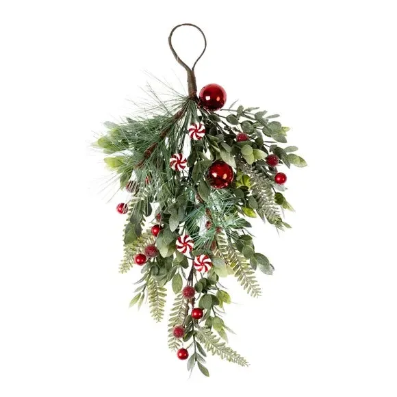 Decorative Christmas Swag - Red, Mixed Materials