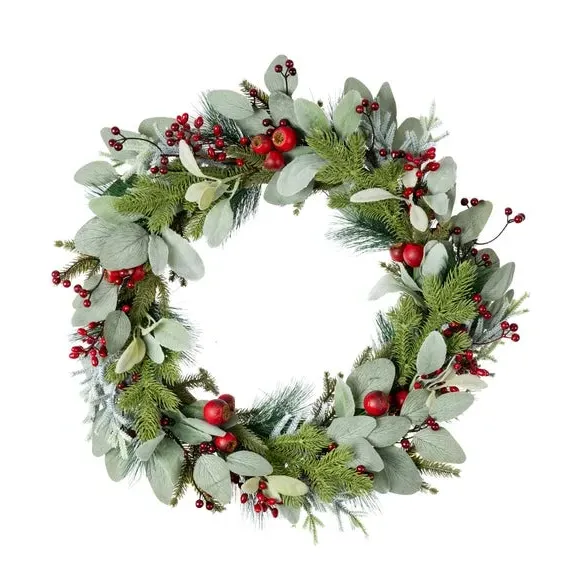 Eucalyptus & Berry Wreath - Red, Artificial