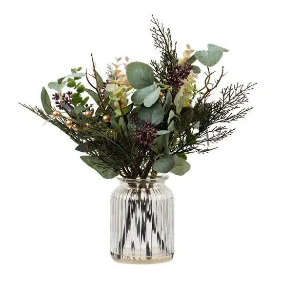 Eucalyptus Bouquet with Vase - Green, Glass