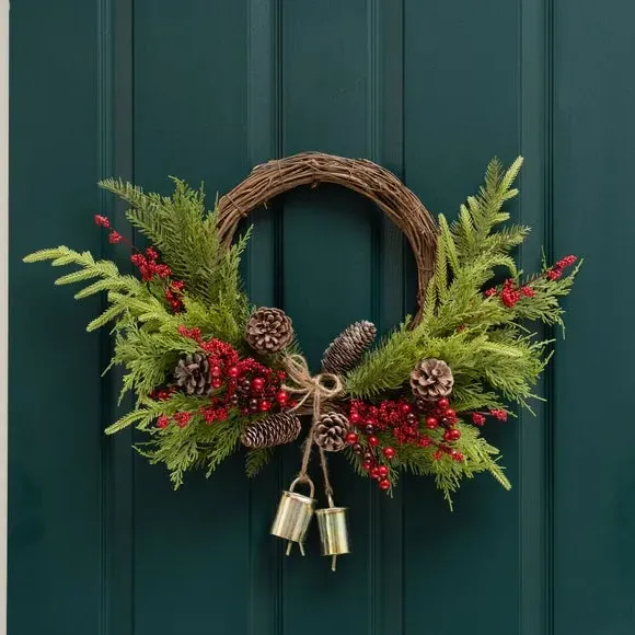 Half Wreath with Bells - Red, Artificial image