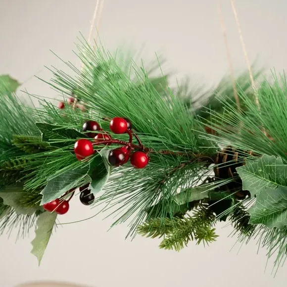 Hanging Berry Wreath - Green, Artificial
