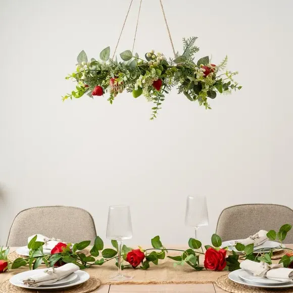 Hanging Strawberry Wreath - Red, Artificial image