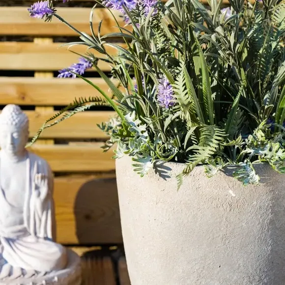 Large Artificial Lavender Plant - Purple, Cement