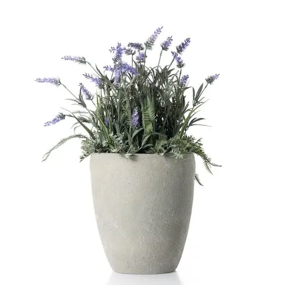 Large Artificial Lavender Plant - Purple, Cement