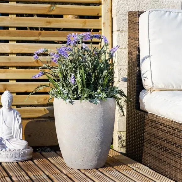 Large Artificial Lavender Plant - Purple, Cement image