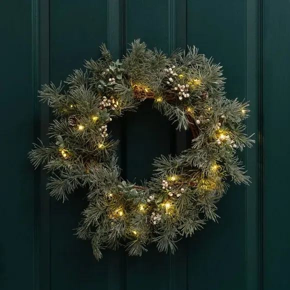 Light Up Wreath with LED - Green, Artificial image