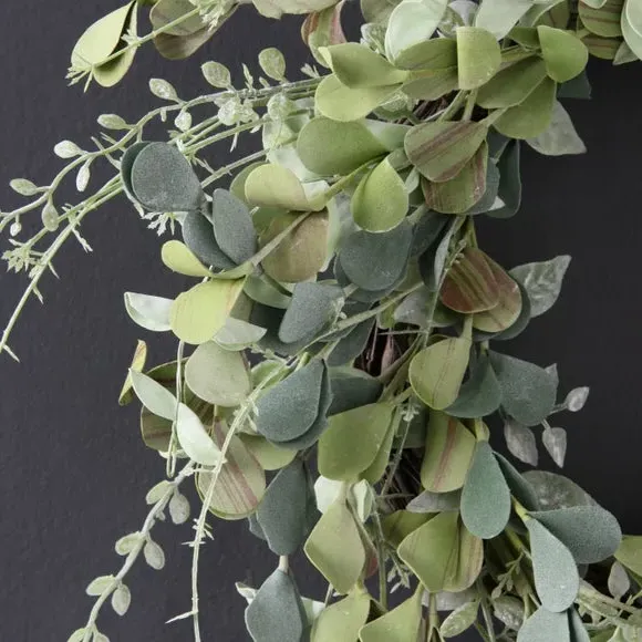 Mixed Artificial Wreath - Green, Rattan