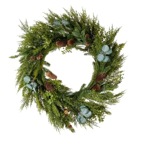 Oversized Artificial Wreath - Green, Mixed Foliage