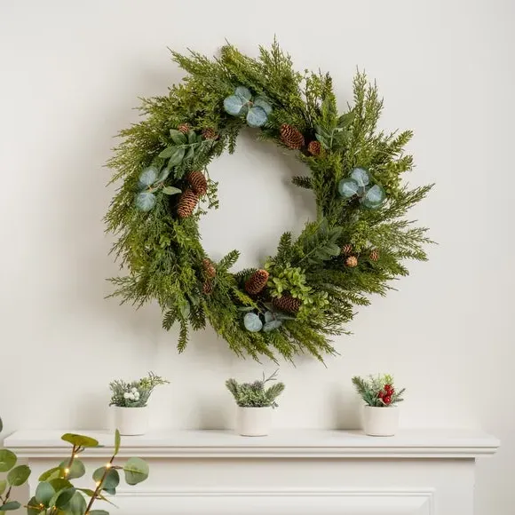 Oversized Artificial Wreath - Green, Mixed Foliage image