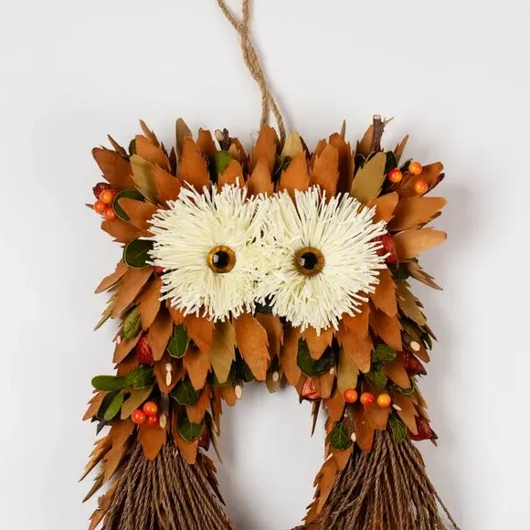 Owl Hanging Decoration - Multicolor, Straw