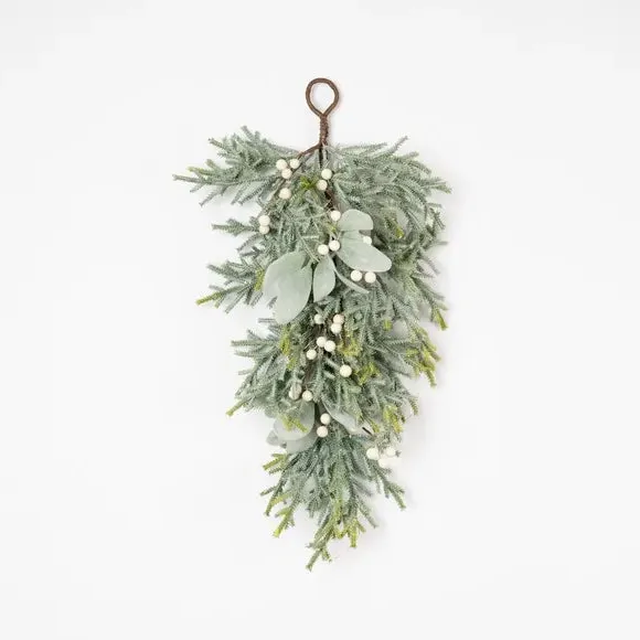 Pre-Lit Artificial Swag with LED Lights - White