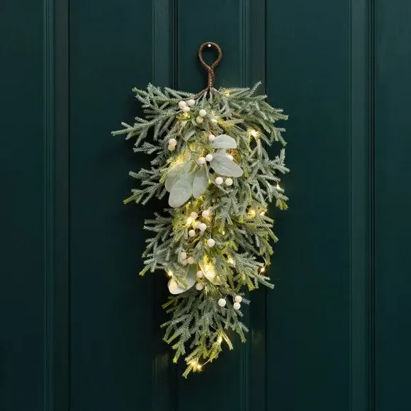 Pre-Lit Artificial Swag with LED Lights - White image