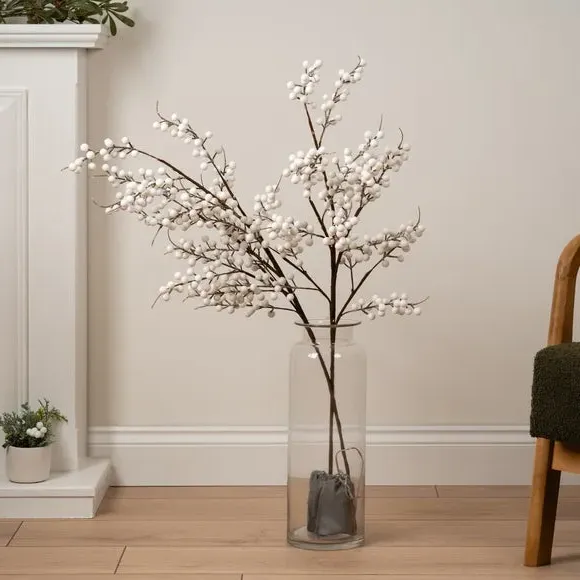Pre-lit Berry Branch - White, Artificial