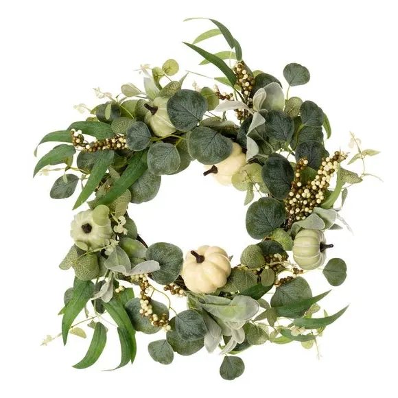 Pumpkin Wreath with Berries - Green, Artificial
