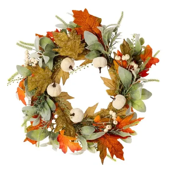 Pumpkin Wreath with Berries - Green, Artificial