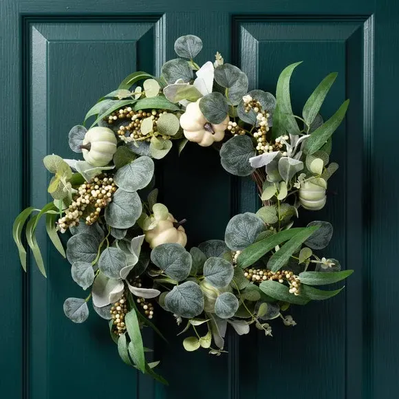 Pumpkin Wreath with Berries - Green, Artificial image