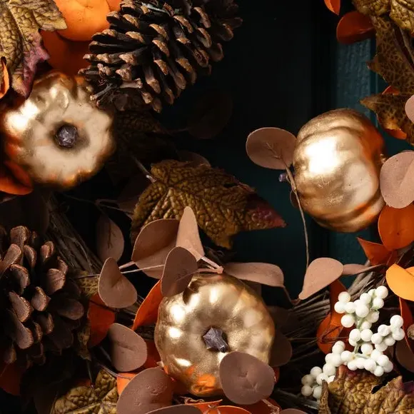 Pumpkin Wreath with Pine Cones - Brown, Artificial