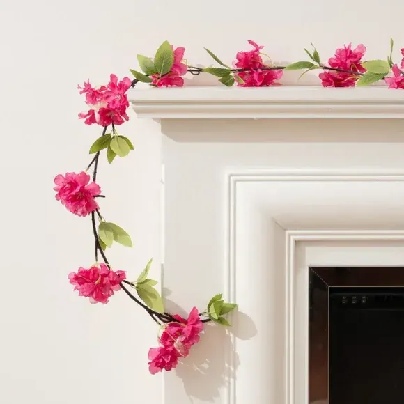 Set of 2 Artificial Blossom Garlands - Pink image
