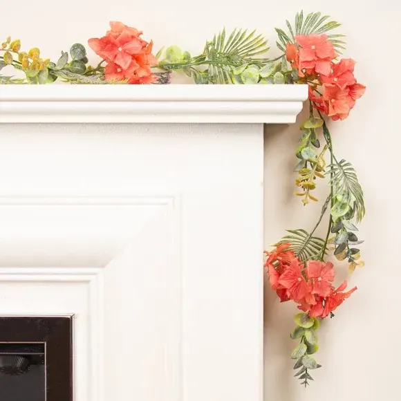 Set of 2 Artificial Garlands - Coral, Hydrangea image