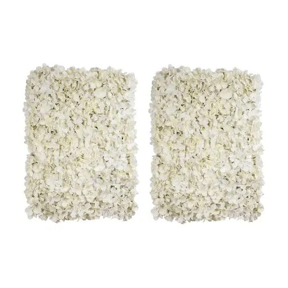 Set of 2 Artificial Hydrangea Wall Panels - White