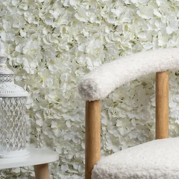 Set of 2 Artificial Hydrangea Wall Panels - White image