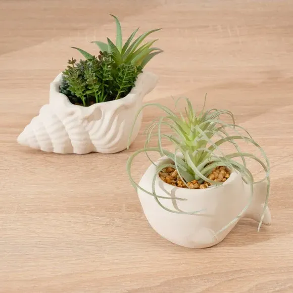 Set of 2 Artificial Succulents - Green, Cement image