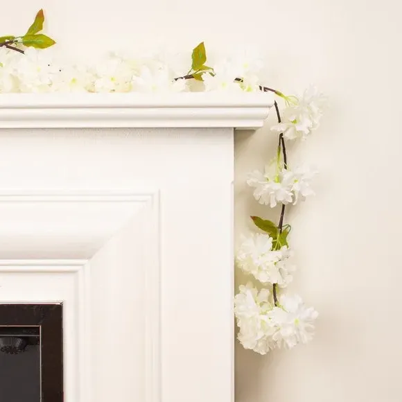 Set of 2 Cherry Blossom Garlands - White