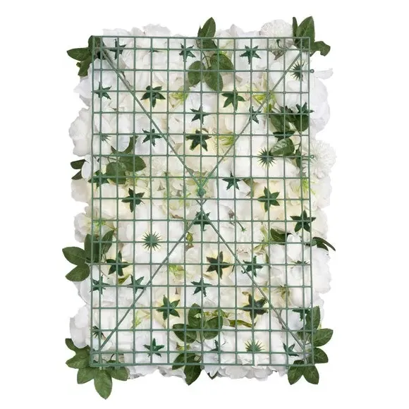 Set of 2 Flower Wall Panels - White, Artificial