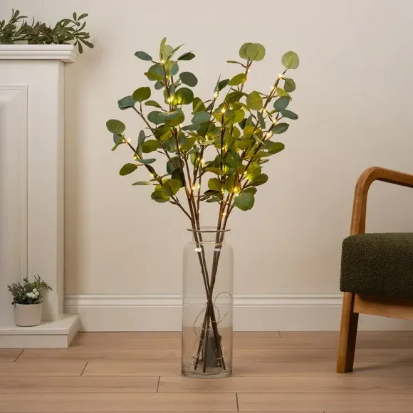 Set of 2 Pre-lit Eucalyptus Branches - Green image