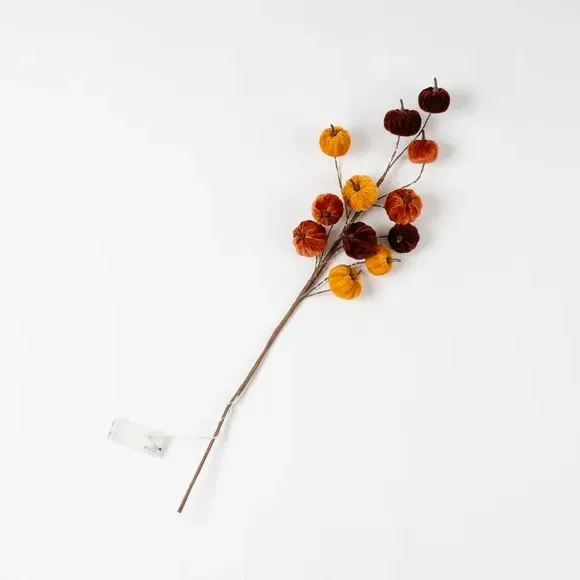 Set of 2 Pre-Lit Pumpkin Stems - Brown, Velvet