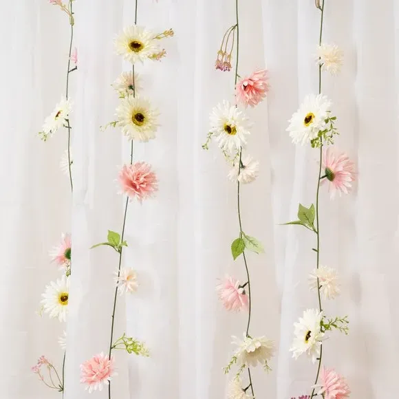 Set of 6 Artificial Flower Garlands - Pink