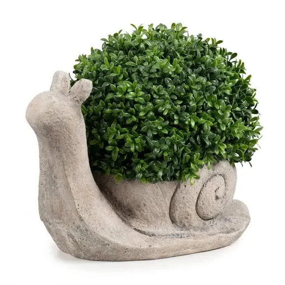 Snail Shaped Topiary Planter - Green, Artificial