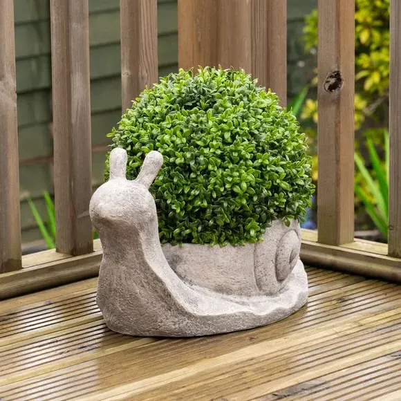 Snail Shaped Topiary Planter - Green, Artificial