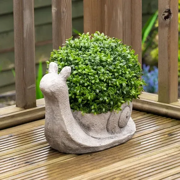 Snail Shaped Topiary Planter - Green, Artificial