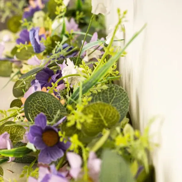 Spring Floral Garland - Purple, Artificial